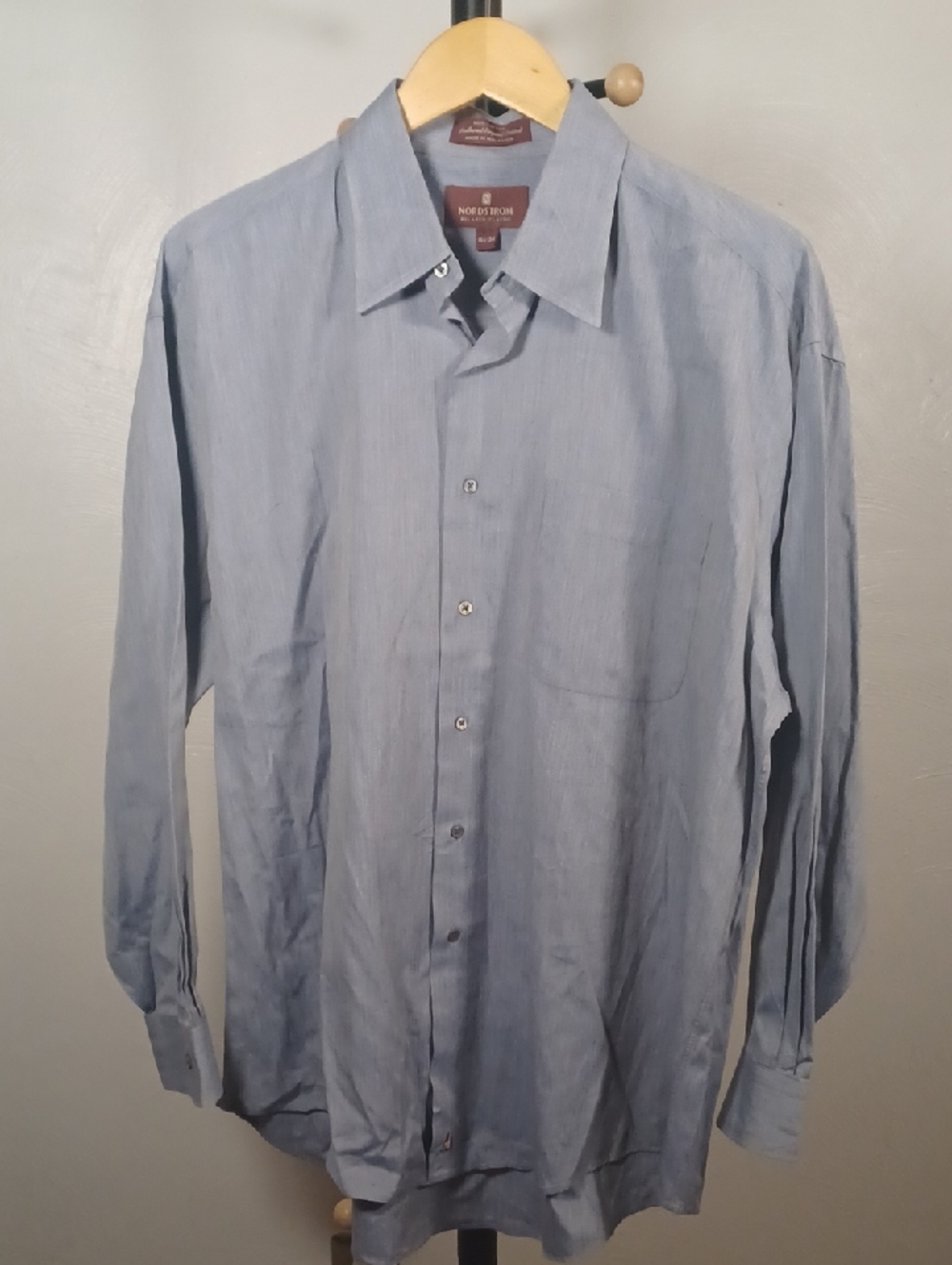 Nordstrom Blue Pinpoint Long Sleeve Dress Shirt 16.5, 34